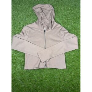 Hollister Womens Crop Top Full Zip Hoodie Waffle Knit Long Sleeve Casual